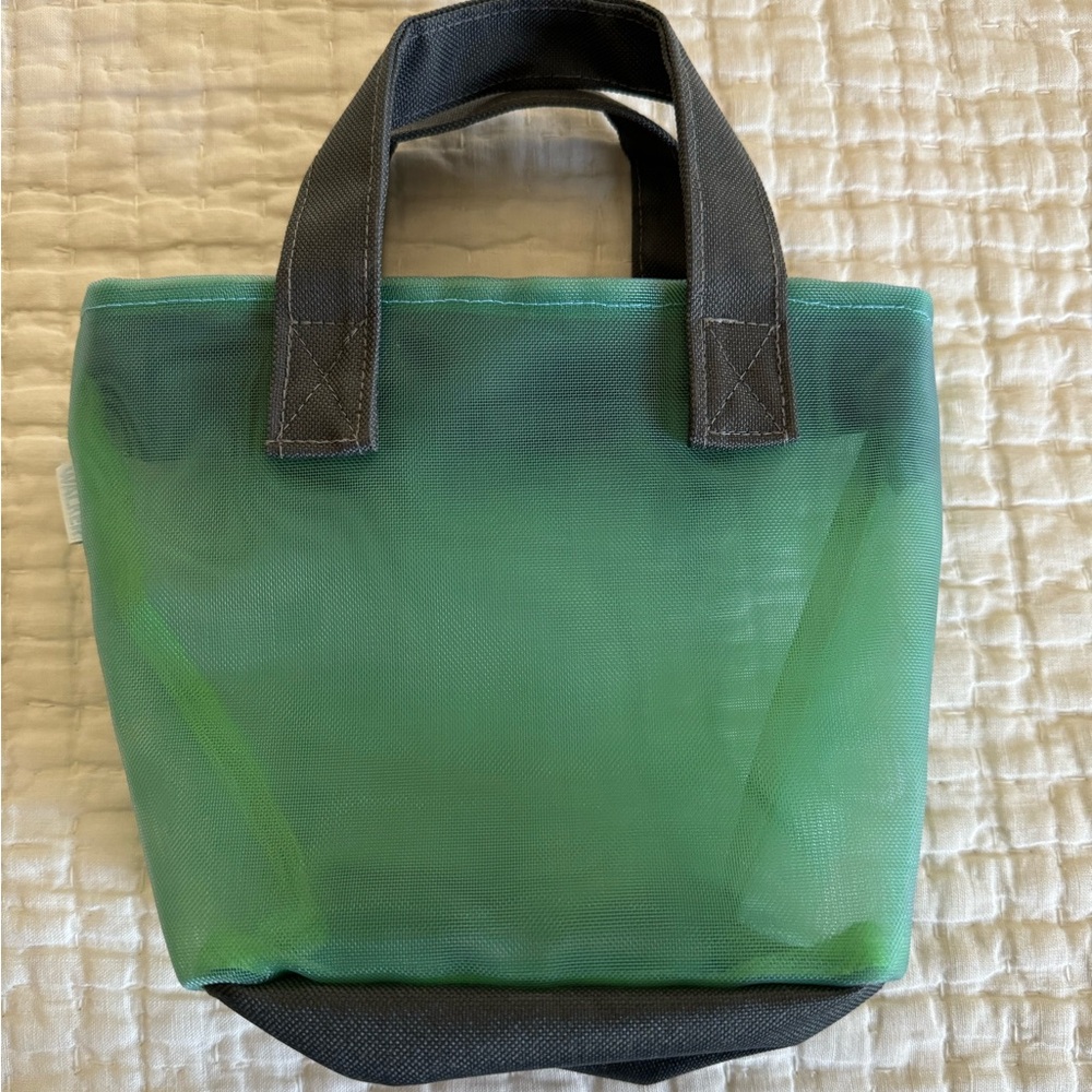 Green Mini Tote Bag with Black Handles